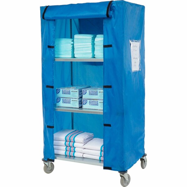 Nexel Galvanized Steel Linen Cart with Nylon Cover, 4 Shelves, 36inL x 24inW x 80inH 436938